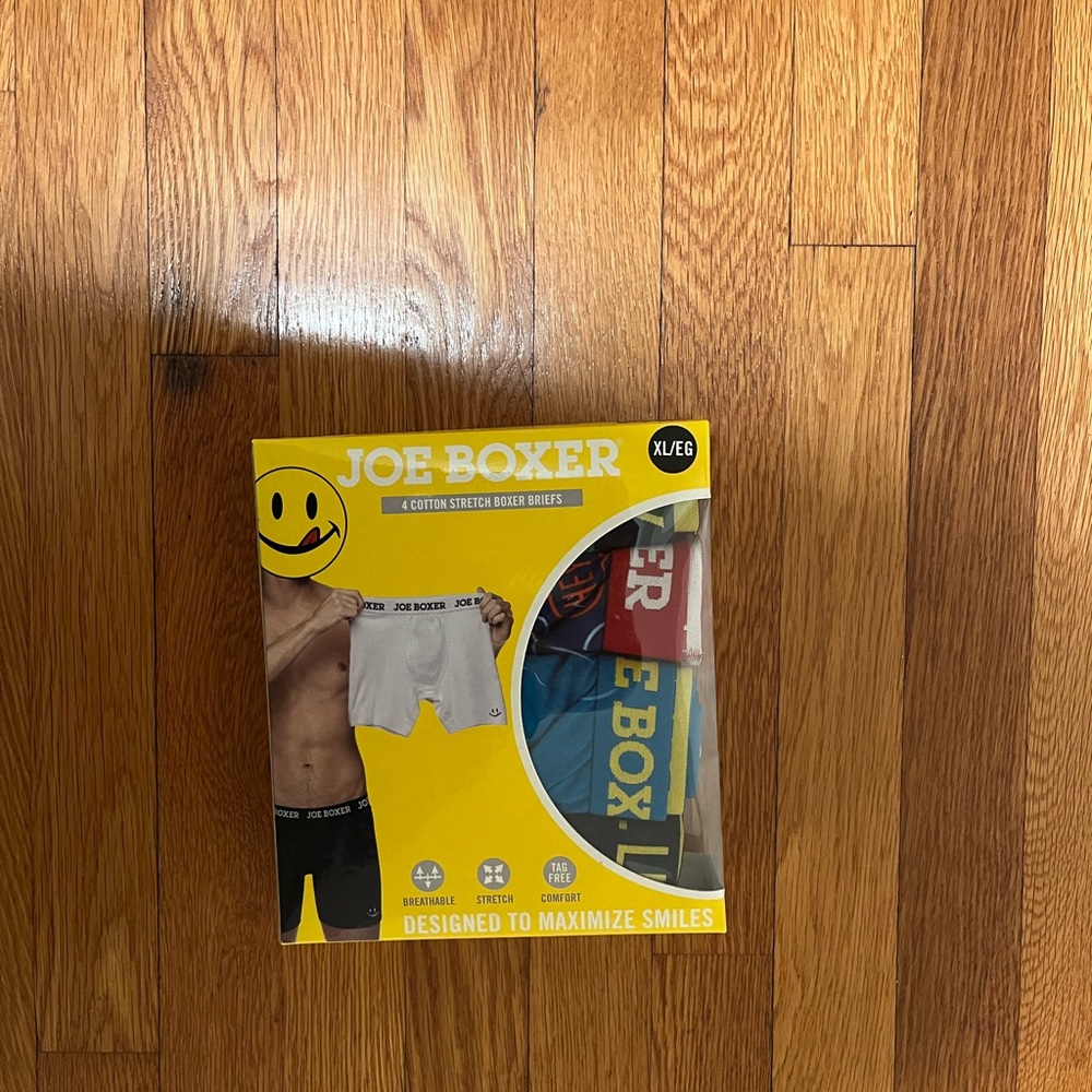 Joe Boxer Cotton Stretch Boxer Briefs 4 pack New Size XL Smiley Face Theme